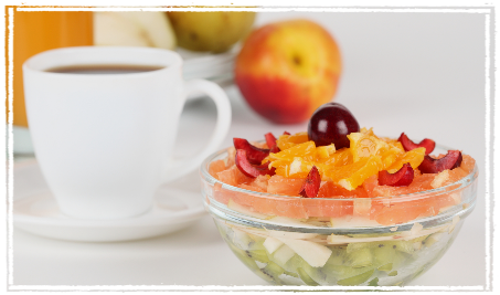 Obstsalat mit fischen Früchten